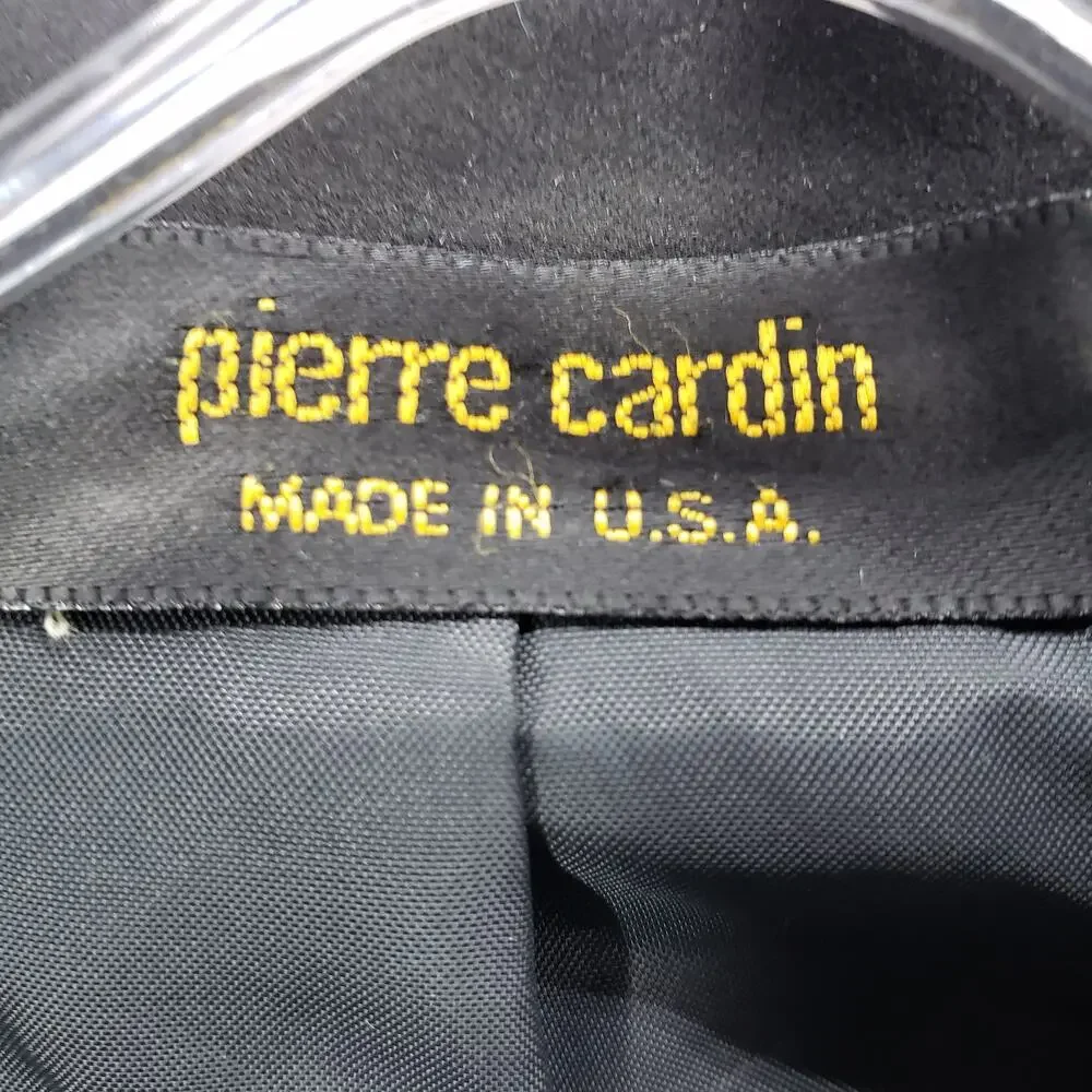 Vintage Pierre Cardin Men's Gray Black Peak Lapel Formal Suit Set Size 54L
